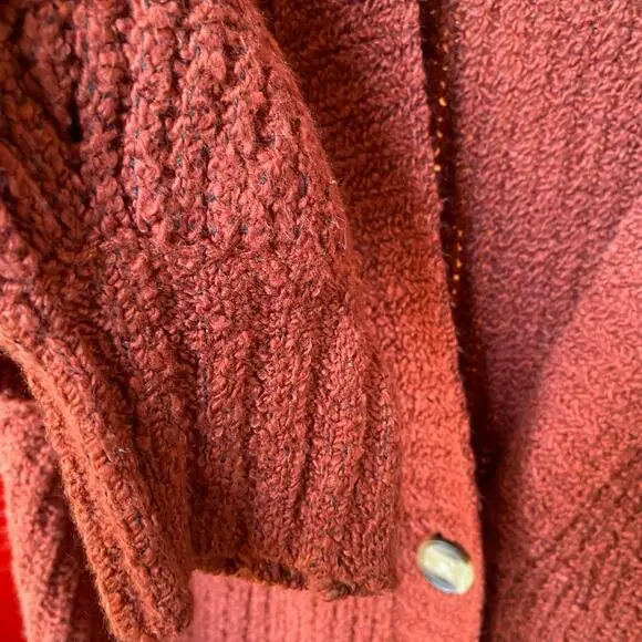 AEO Rust Orange Red Knit Cozy Cardigan Sweater Womens Size Large New - Picture 7 of 9